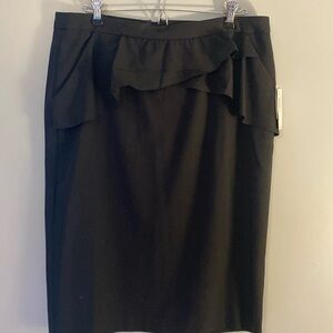 Black Pencil Skirt with Ruffle